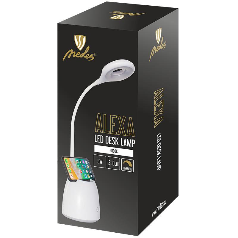 LED stolná lampa ALEXA 5W stmievateľná - DL1204/W
