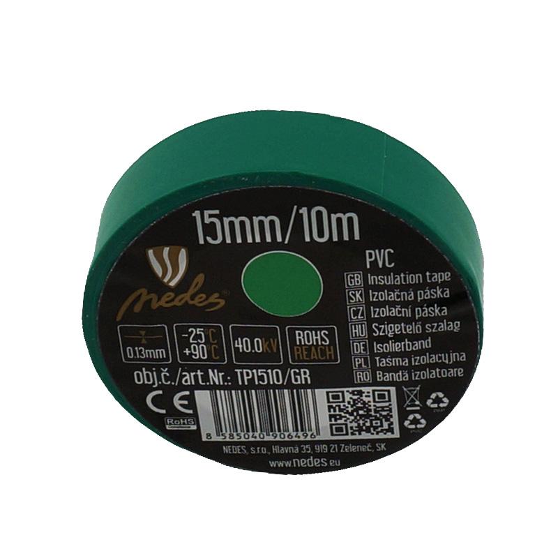 Izolačná páska 15mm / 10m zelená - TP1510/GR