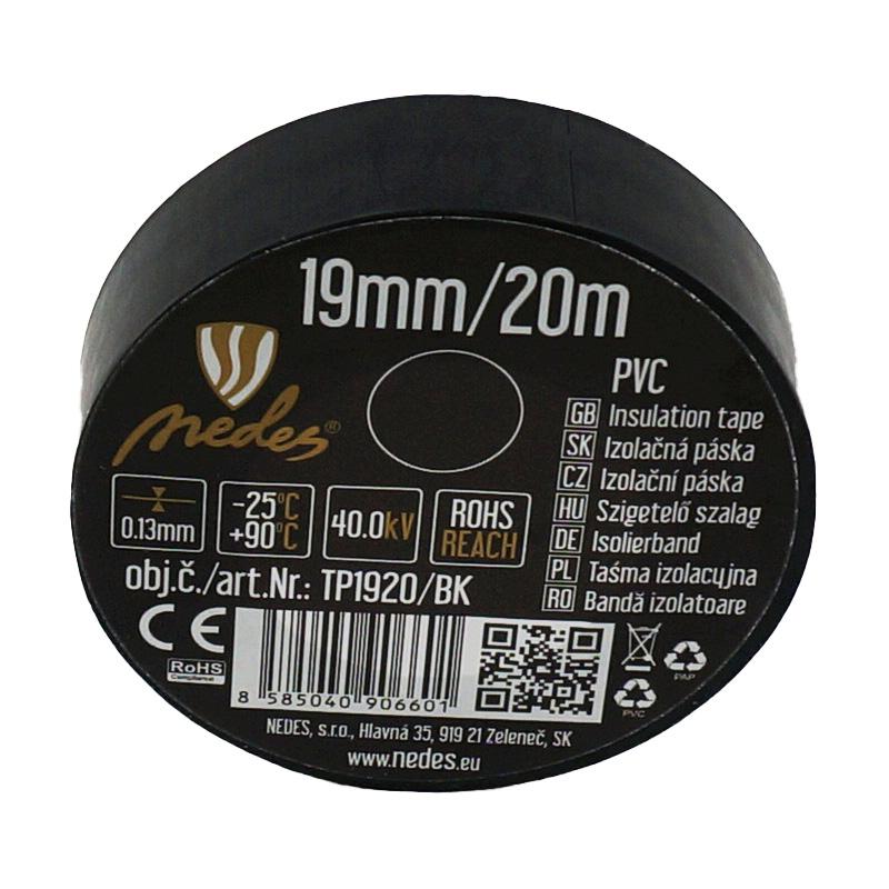 Izolačná páska 19mm / 20m čierna - TP1920/BK
