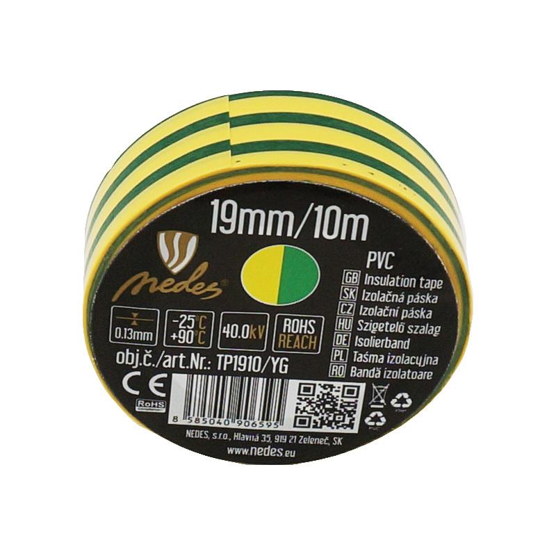 Izolačná páska 19mm / 10m žlto / zelená - TP1910/YG