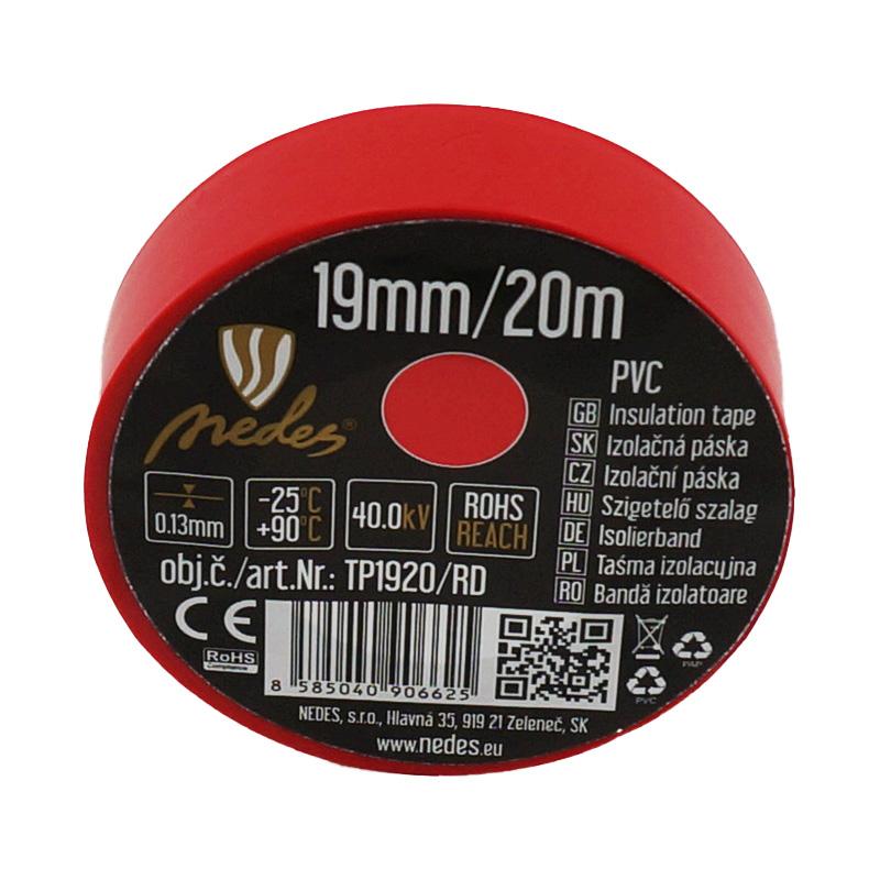 Izolačná páska 19mm/20m červená -TP1920/RD