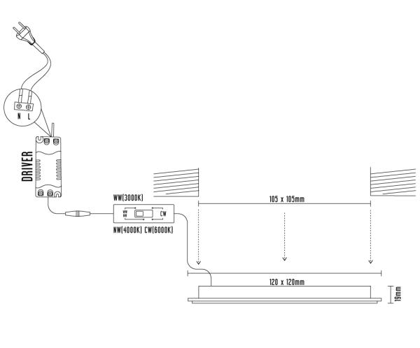 LED vsadený panel 6W / PS / SMD / CCT / WH - LPL231