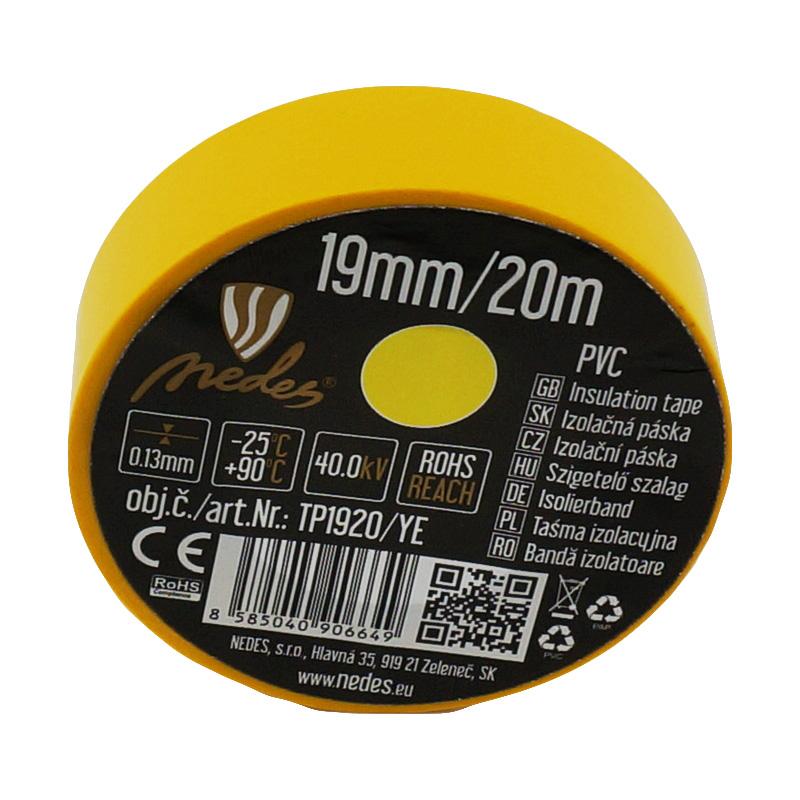 Izolačná páska 19mm / 20m žltá - TP1920/YE