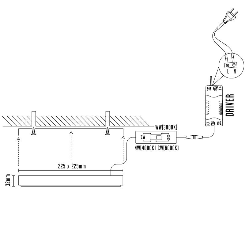 LED prisadený panel 18W / PSSF / SMD / CCT / WH - LPL434 6