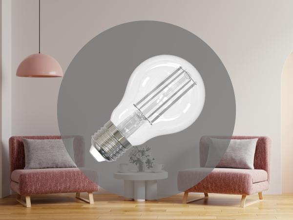 LED žiarovka / filament BIELY 9W - A60 / E27 / 3000K - ZWF102