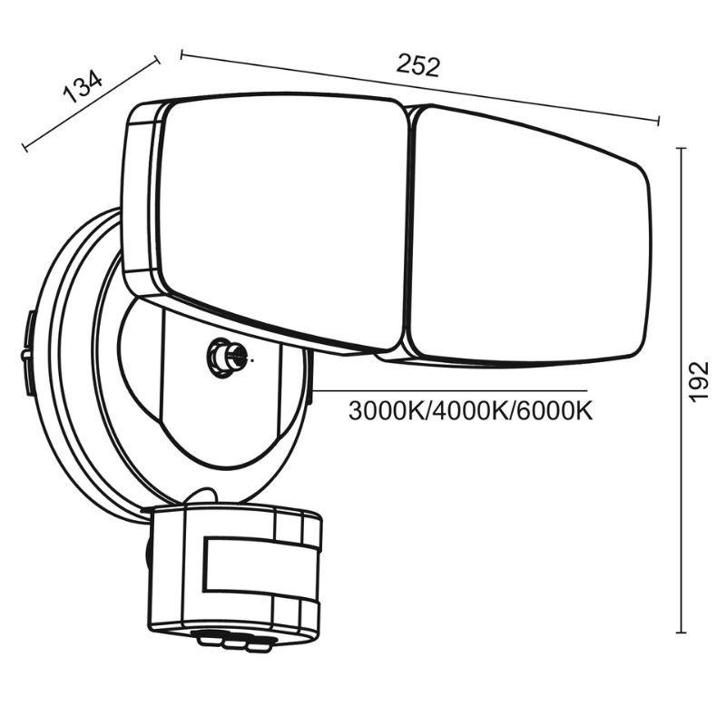 Vonkajší biely LED reflektor s PIR senzorom 24W / 3000K / 4000K / 6000K - LFX125 17