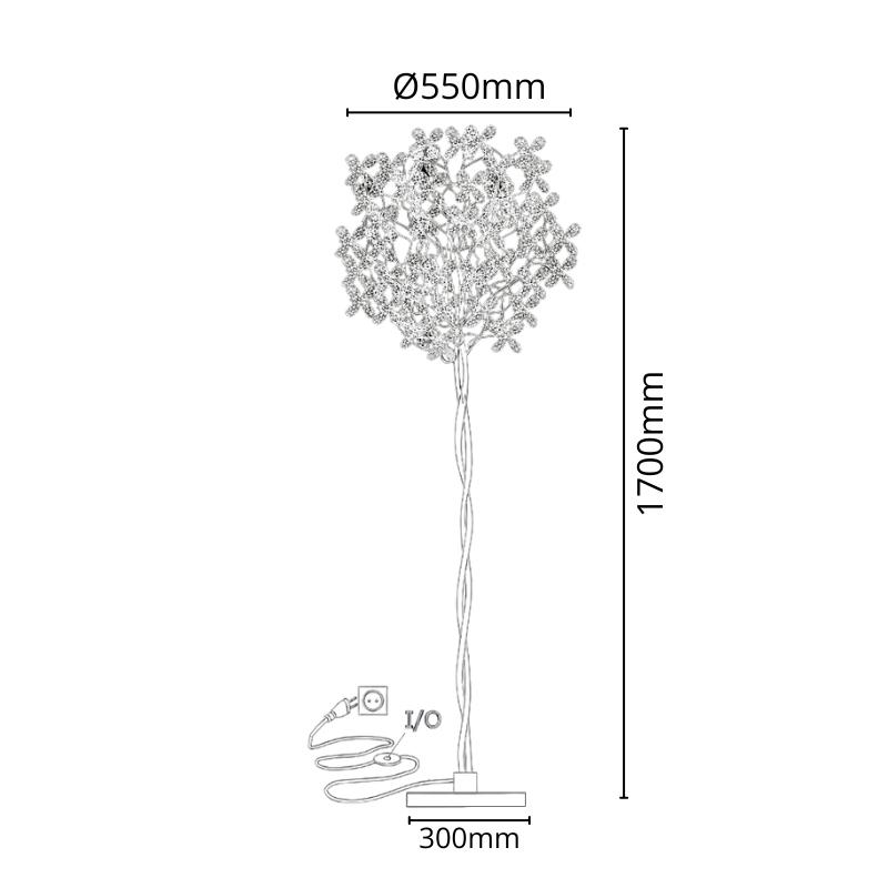 Luxusná kryštálová stojaca lampa 5 x G9 - CA032/F