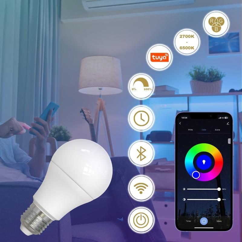 LED žiarovka WIFI 9W - A60 / E27 / CCT + RGB - ZLS532W