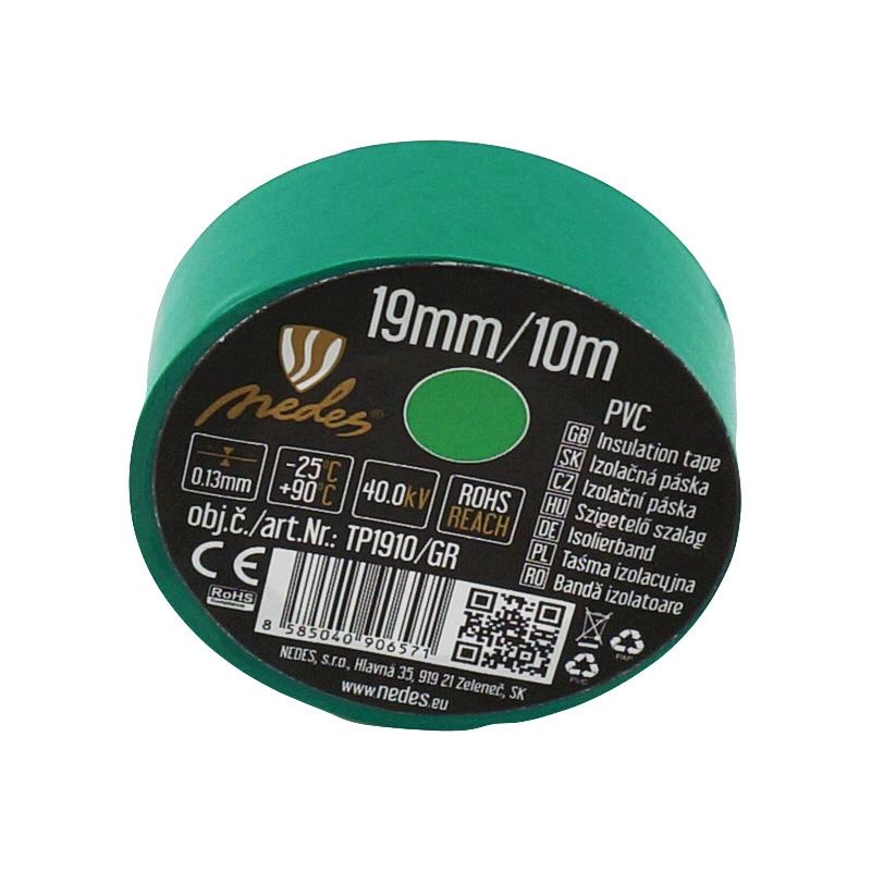 Izolačná páska 19mm / 10m zelená - TP1910/GR