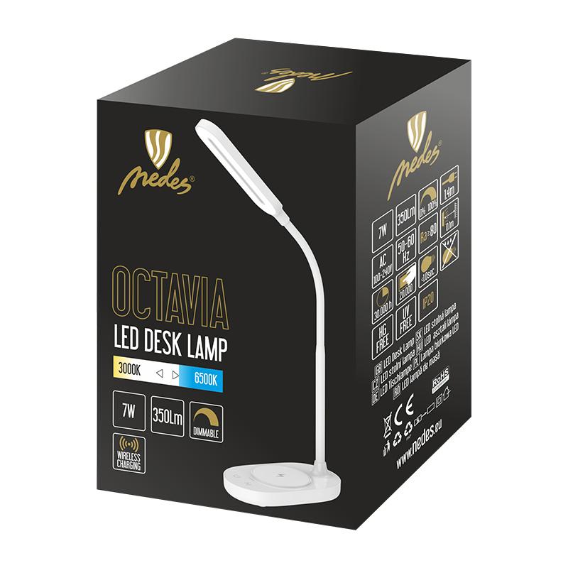 LED lampička OCTAVIA 7W stmievateľná s bezd.nabíjaním - DL4301/W