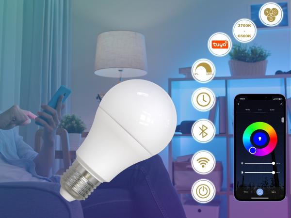 LED žiarovka WIFI 9W - A60 / E27 / CCT + RGB - ZLS532W 1