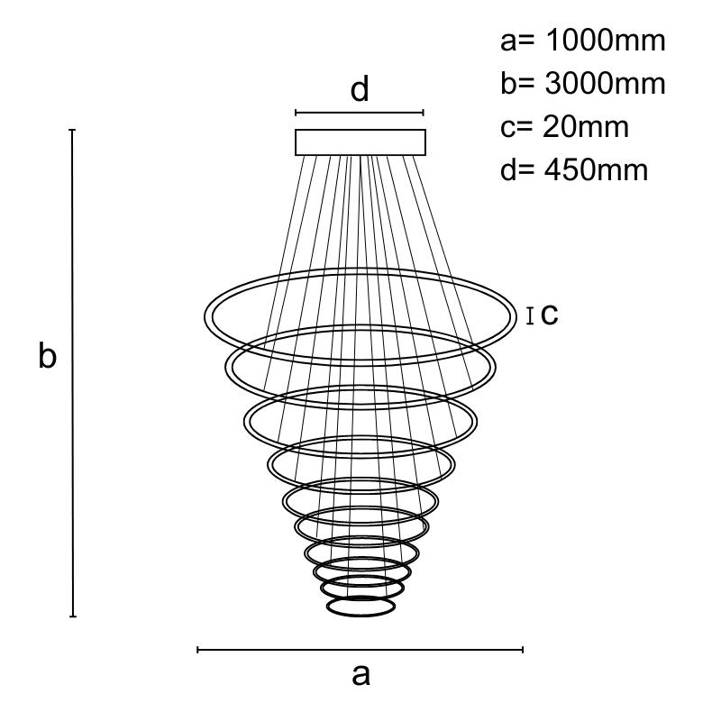 LED závesné svietidlo s diaľkovým ovládačom 365W - J4373/B