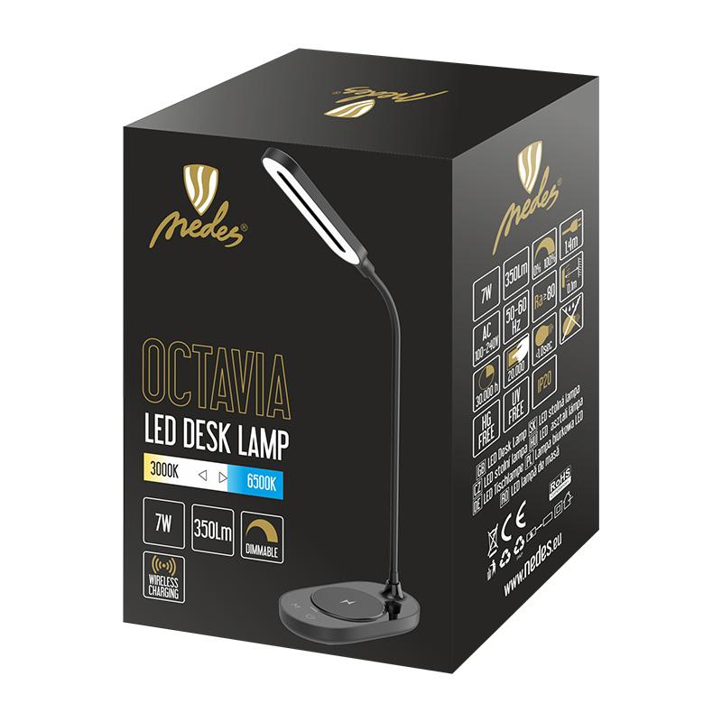 LED lampa OCTAVIA 7W stmievateľná s bezdrôtovým nabíjaním - DL4301/B