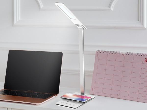 LED stolná lampa JOY stmievateľná s časovačom, bezdrôtovým nabíjaním a USB 6W - DL2301/W 1