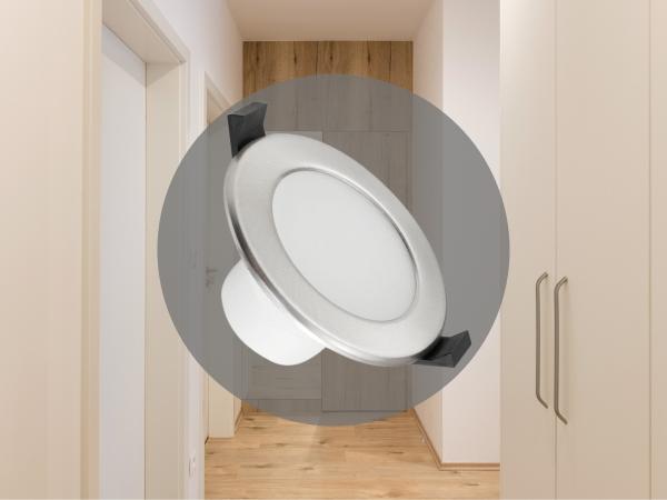 LED podhľadové svietidlo 7W / IP44 / DR01 / SMD / 3000K / SI - LDL143/S