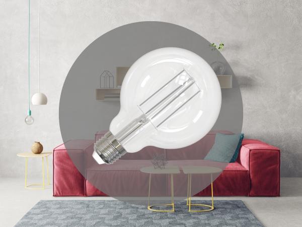 LED žiarovka / filament BIELY 13W - G95 / E27 / 3000K - ZWF104