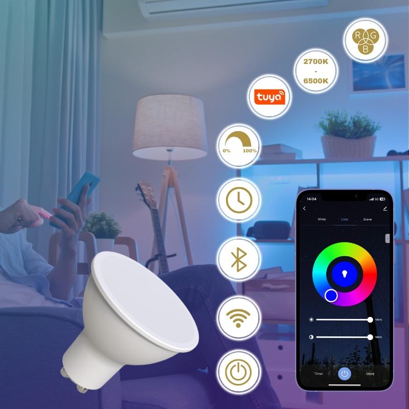 LED žiarovka WIFI 4,5W - GU10 / CCT + RGB - ZLS135W