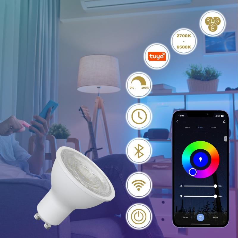 LED žiarovka WIFI 4,5W - GU10 / CCT + RGB - ZLS135WA