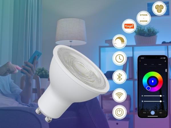 LED žiarovka WIFI 4,5W - GU10 / CCT + RGB - ZLS135WA 1