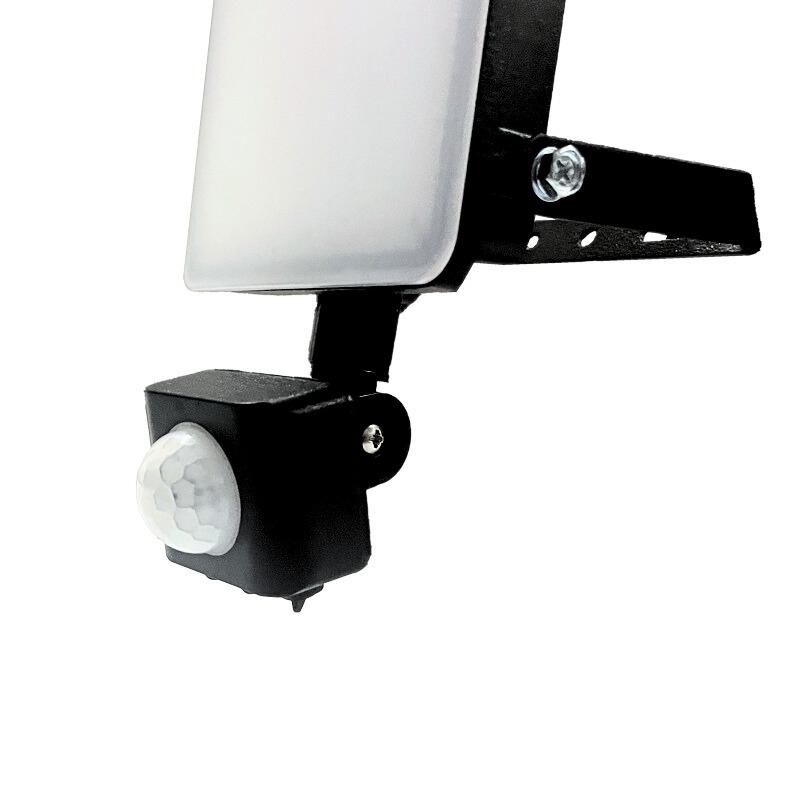 Vonkajší čierny LED reflektor so senzorom 10W / 4000K - LF7021S
