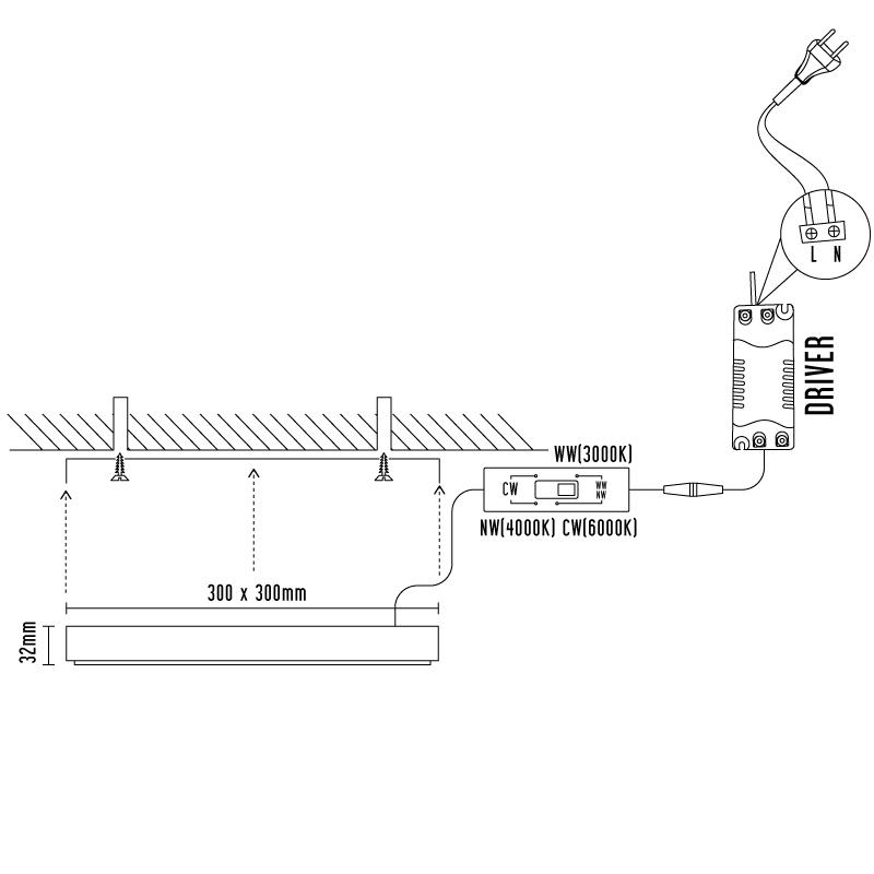 LED prisadený panel 24W / PSSF / SMD / CCT / WH - LPL435 6